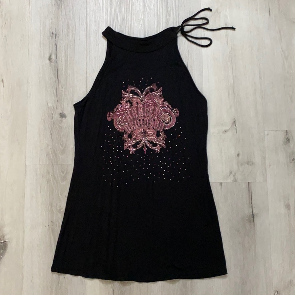 Harley-Davidson Black and Pink Tunic Top